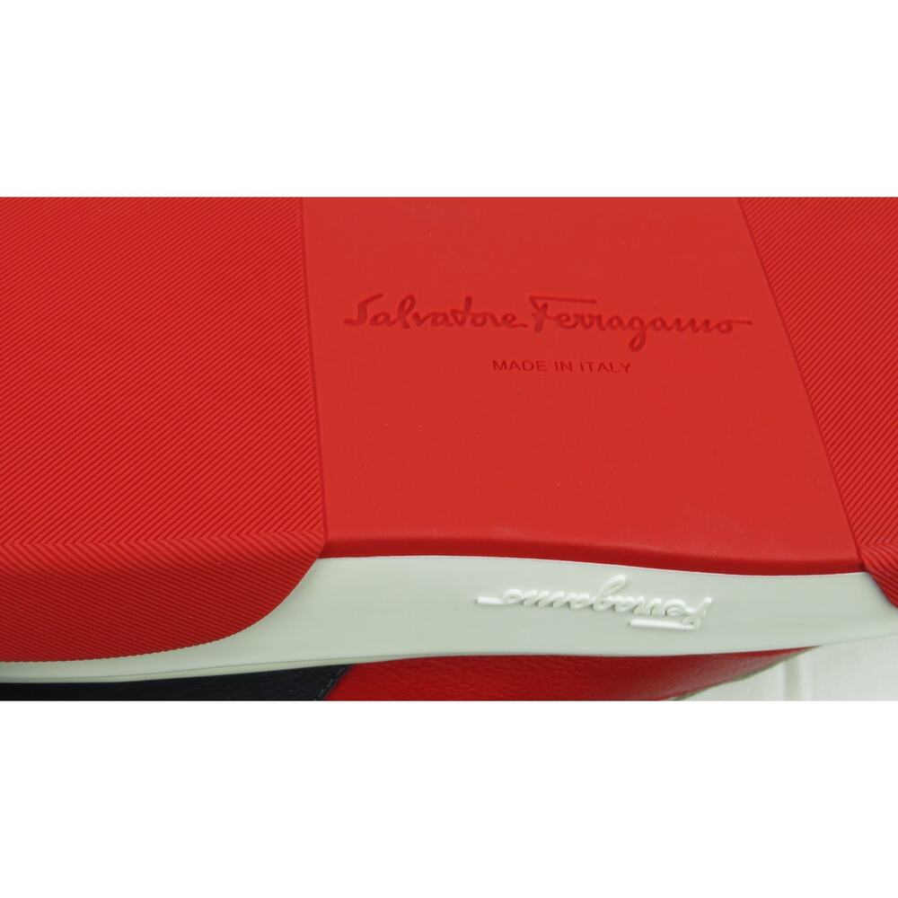 NIB FERRAGAMO CASSINA RED BLACK LEATHER LOGO LACE UP SNEAKERS 12 M ITALY - Picture 11 of 13